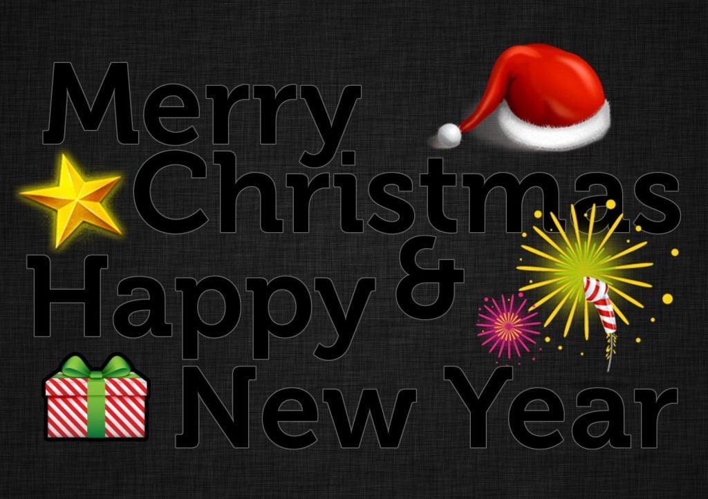 Black Background Happy New Year Merry Christmas Wallpaper