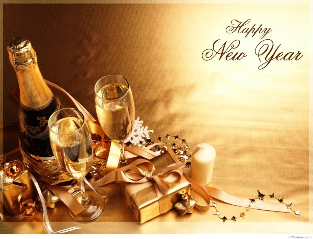 Happy New Year With Wine Wallpaper